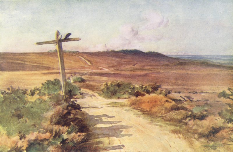 Wessex: Gallows Hill a távolban (színes lithó) alkotó: Walter Frederick Roofe Tyndale