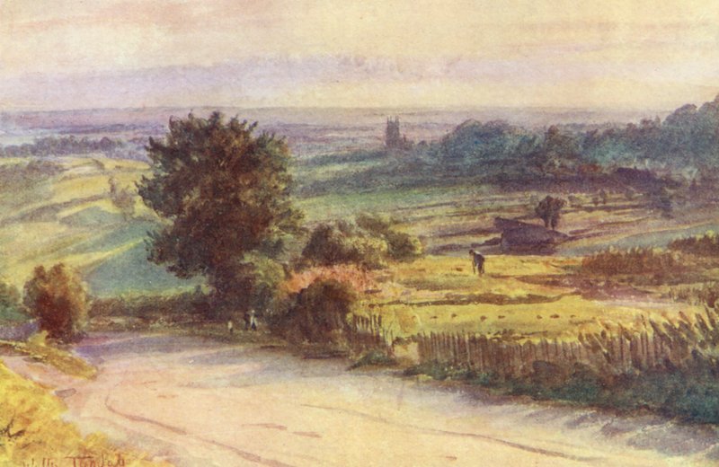 Wessex: Blackmore Vale Shaftesbury felől (színes litográfia) alkotó: Walter Frederick Roofe Tyndale