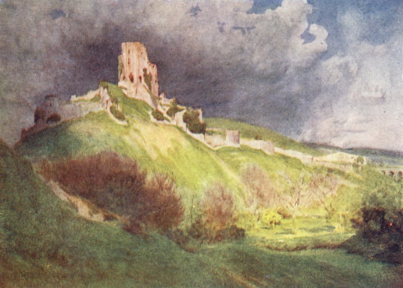 Wessex: Corfe Castle, Az Ethelberta keze "Corvesgate Castle" (színes litográfia) alkotó: Walter Frederick Roofe Tyndale