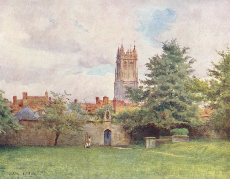 Wessex: Glastonbury Steeple az apátság kertjéből (színes litográfia) alkotó: Walter Frederick Roofe Tyndale