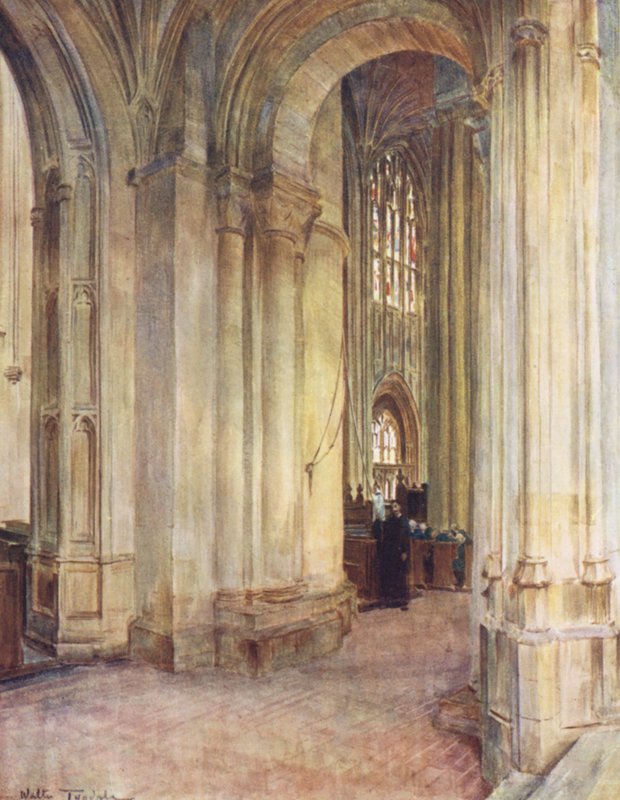 Wessex: Sherborne-i apátság belseje (színes litográfia). alkotó: Walter Frederick Roofe Tyndale