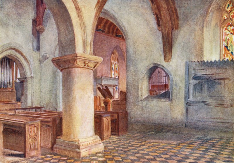 Wessex: Bere Regis temploma (színes litográfia) alkotó: Walter Frederick Roofe Tyndale
