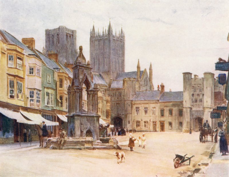 Wessex: Wells piactere (színes litográfia) alkotó: Walter Frederick Roofe Tyndale