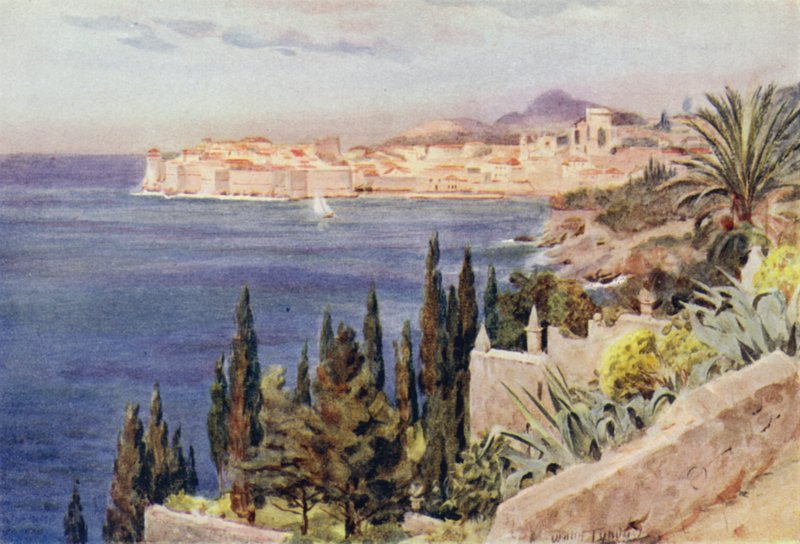 Jugoszlávia: A Dubrovniki-öböl (színes litó) alkotó: Walter Frederick Roofe Tyndale