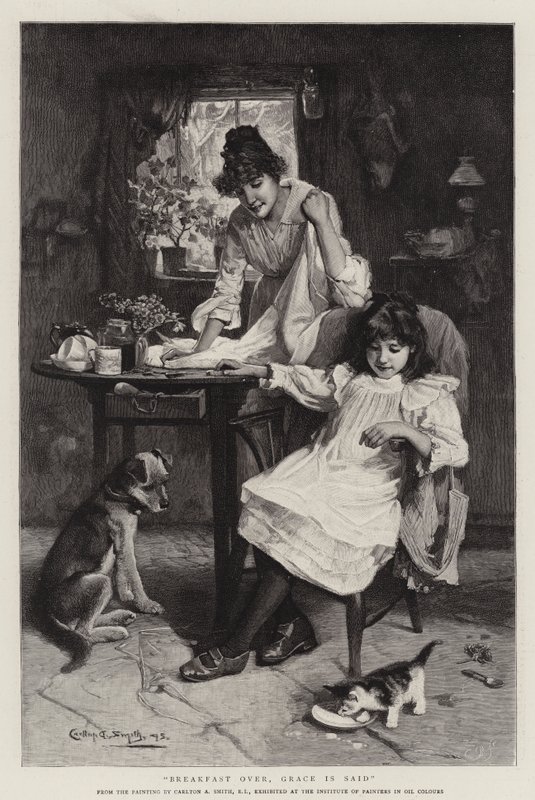 Reggeli vége, Grace meg van mondva (metszet) alkotó: Walter Granville Smith
