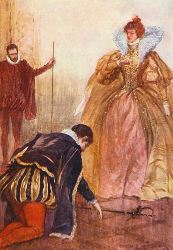 Sir Walter Scott Kenilworth illusztrációja (színes litográfia) alkotó: Walter Grieve