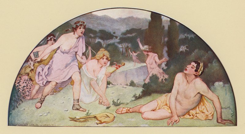 A bakkhánsnők által megölt Orfeusz (színes litográfia) alkotó: Walter MacEwen