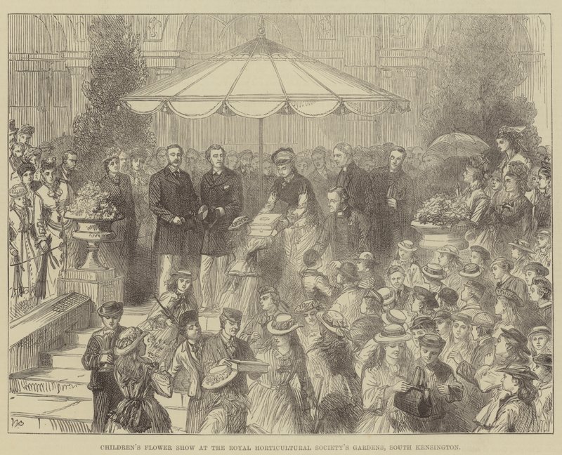 Gyermekvirágkiállítás a Királyi Kertészeti Társaság kertjében, South Kensingtonban alkotó: Walter Paget