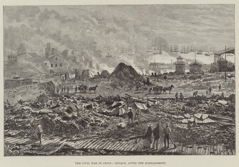 A polgárháború Chilében, Iquique államban, a bombázás után alkotó: Walter Paget