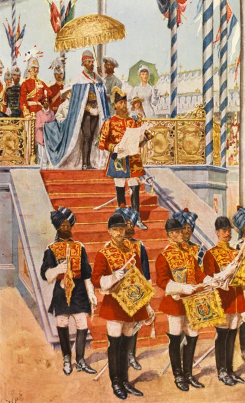 A királynő India császárnőjévé nyilvánítása (színes litográfia) alkotó: Walter Paget