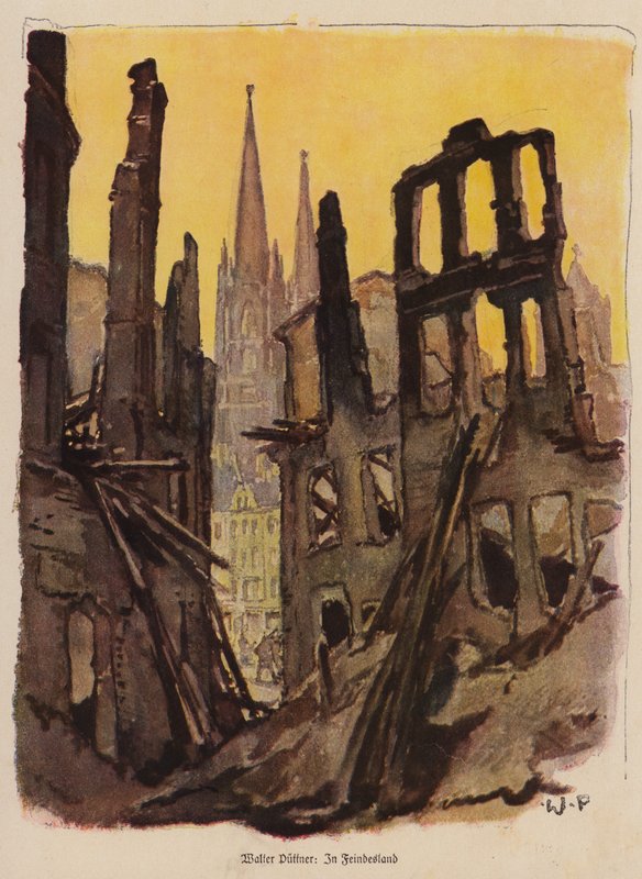 Romos város, I. világháború (színes litográfia) alkotó: Walter Puttner