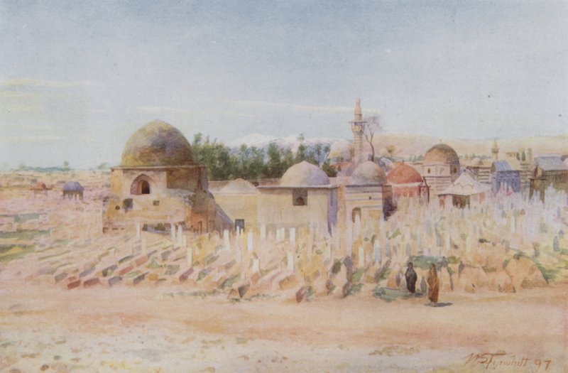 A muszlim temető és a Hermon-hegy kilátása, Damaszkusz alkotó: Walter Spencer Stanhope Tyrwhitt