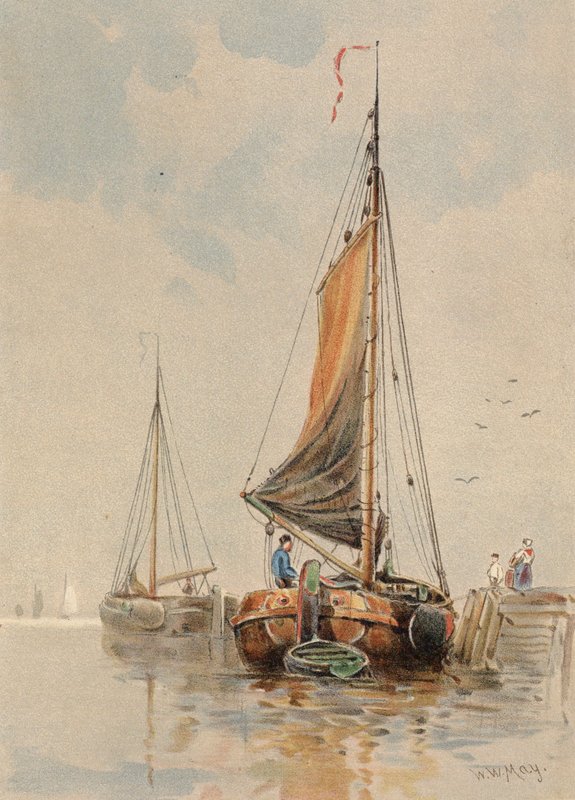 Holland hajók a Maason (színes litográfia) alkotó: Walter William May