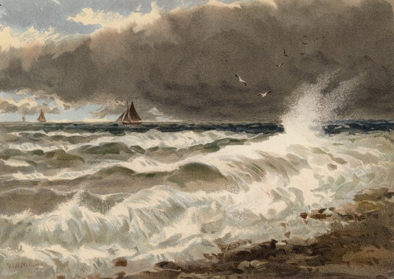 Tengeri tanulmány a francia tengerparton (színes litográfia) alkotó: Walter William May