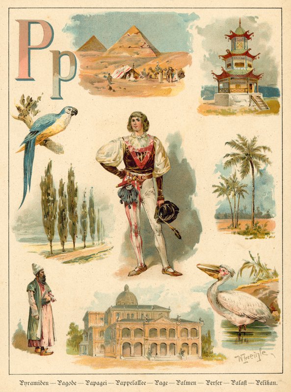 P betű (chromolitho) alkotó: Walter Zweigle