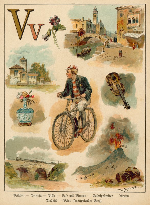 V betű (chromolitho) alkotó: Walter Zweigle