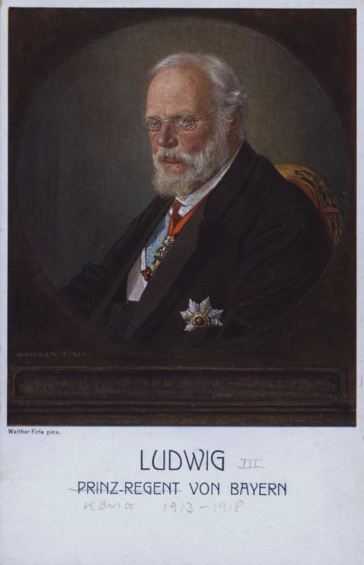 III. Ludwig, Bajorország utolsó királya, amikor régens herceg (színes litográfia) alkotó: Walther Firle
