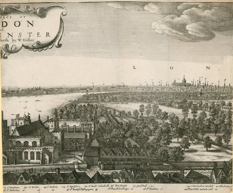 London és Westminster kilátása Lambethből nézve alkotó: Wenceslaus Hollar