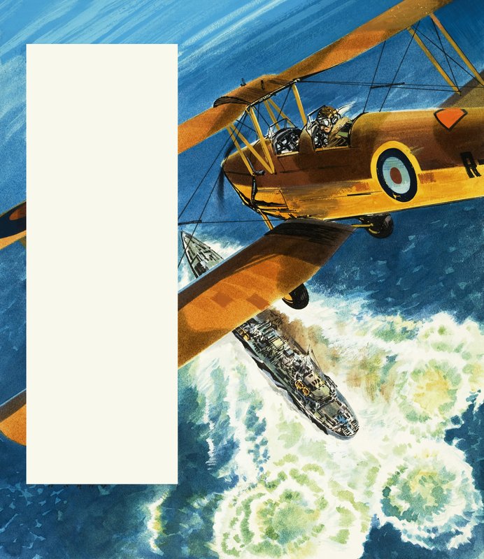 Egy Tiger Moth járőrözik a brit partoknál a II. világháború alatt. alkotó: Wilf (20th century) Hardy
