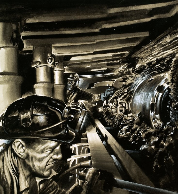 Szénbányászat (gouache, papír) alkotó: Wilf (20th century) Hardy