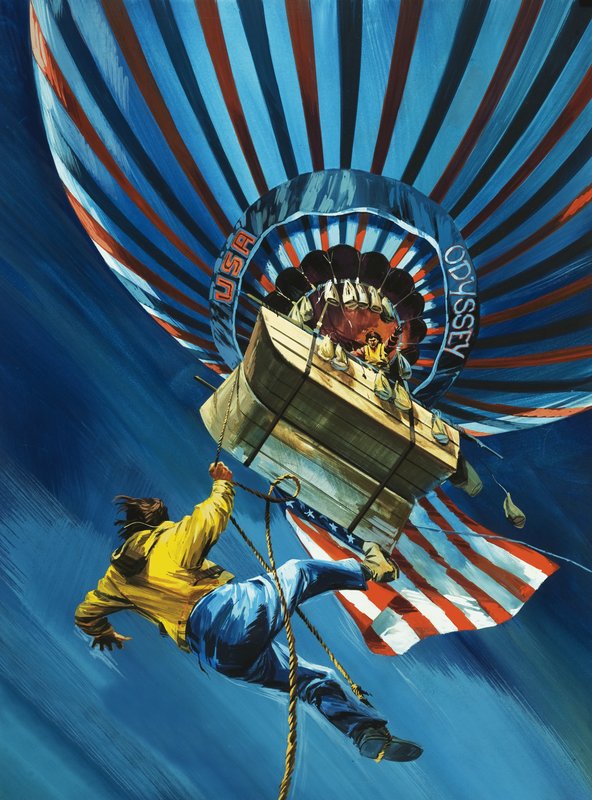 1975 augusztusában az Odyssey ballon megkísérelte az Atlanti-óceán átrepülését. alkotó: Wilf (20th century) Hardy