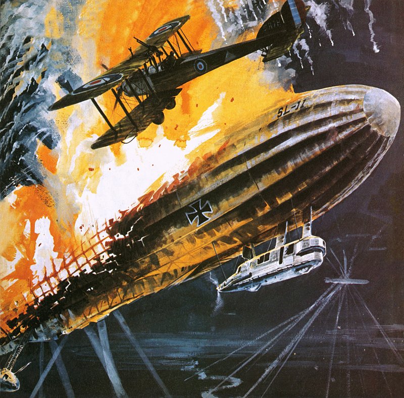Egy Zeppelin lelövése az első világháborúban alkotó: Wilf (20th century) Hardy
