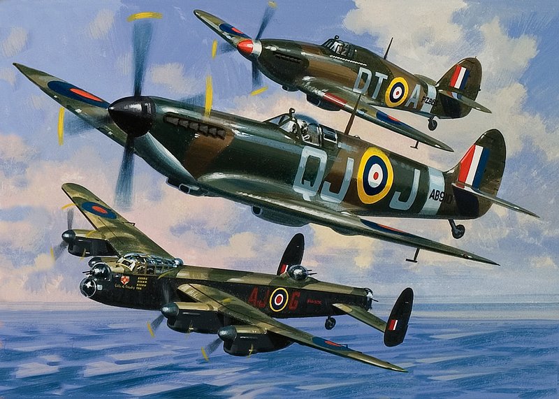 Spitfires (gouache, papír) alkotó: Wilf (20th century) Hardy