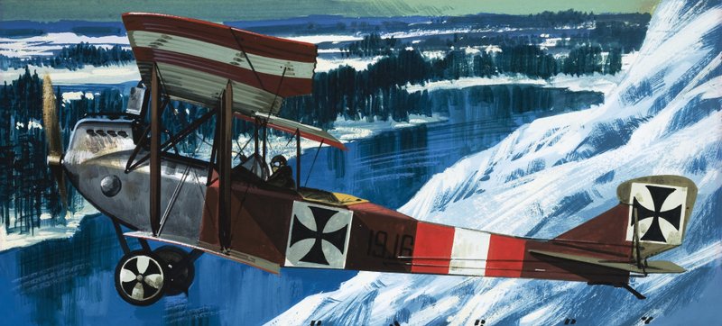 A Lohner B1-es, amellyel Taussig főhadnagy a Przemyalból érkező leveleket szállította. alkotó: Wilf (20th century) Hardy