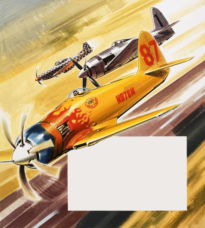 Három "hot rod" versenyző a műrepülő versenyekről alkotó: Wilf (20th century) Hardy