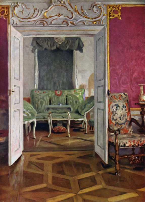 Budoár Weikersheim kastélyában, Württembergben, Rokokó korszak dekorációja alkotó: Wilhelm Beckmann