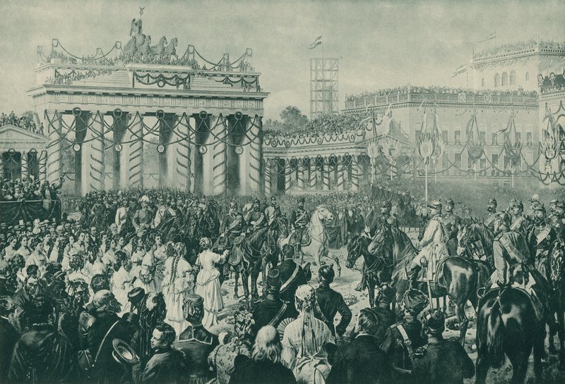Poroszország győzelmének ünneplése a francia-porosz háborúban, Berlin, 1871. június 16. alkotó: Wilhelm Camphausen