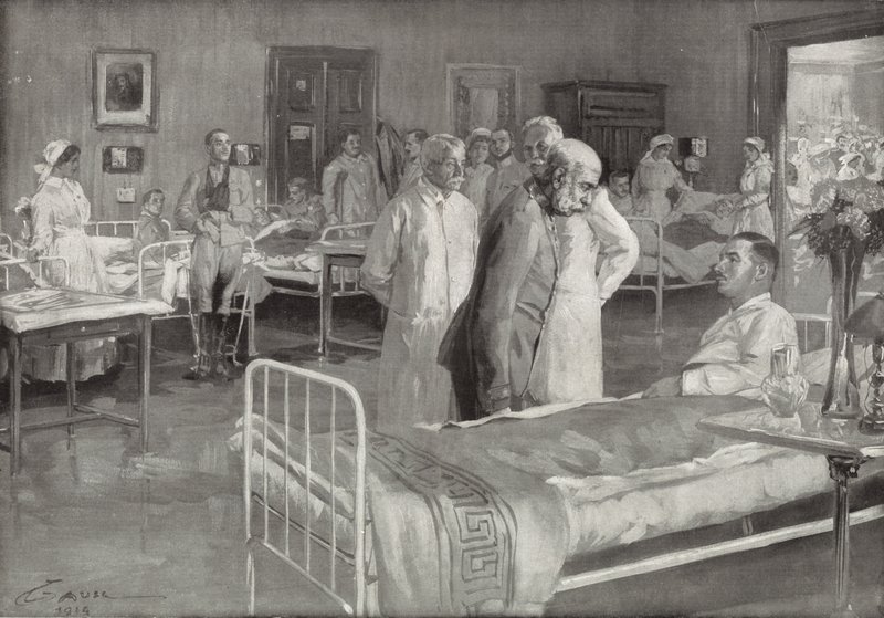Osztrák Ferenc József látogatása a bécsi katonai kórházban alkotó: Wilhelm Gause