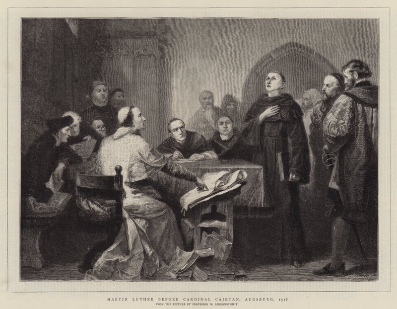 Luther Márton Cajetan bíboros előtt, Augsburg, 1518 alkotó: Wilhelm von, II Lindenschmit