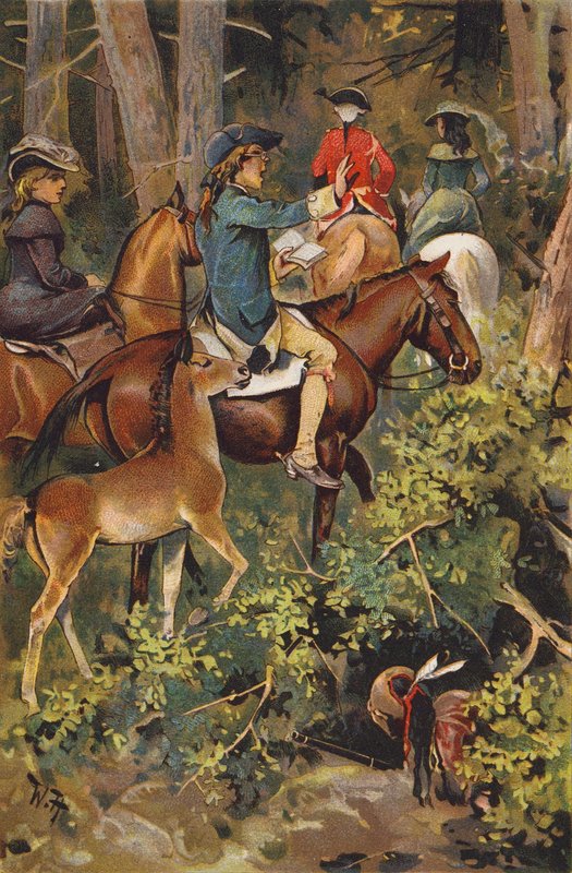 Jelenet az Utolsó mohikánból, James Fenimore Cooper (színes litó) alkotó: Wilhelm Hoffmann