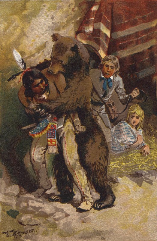 Jelenet az Utolsó mohikánból, James Fenimore Cooper (színes litó) alkotó: Wilhelm Hoffmann