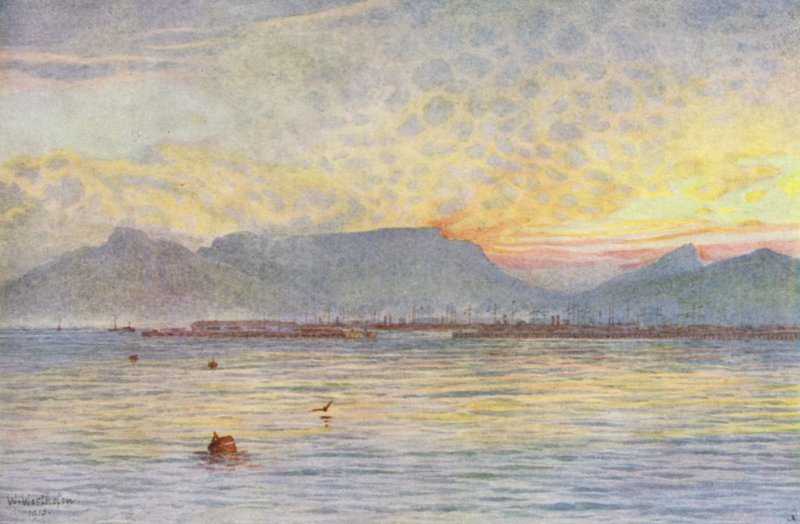 Fokváros az Asztalöböl felől (színes litográfia) alkotó: Wilhelm Westhofen