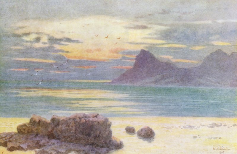 Hout Bay és Hangberg (színes litográfia) alkotó: Wilhelm Westhofen
