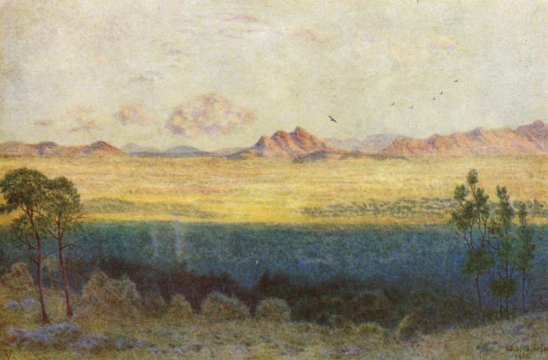 A kék árnyék, kilátás a rodostói emlékműről (színes litográfia) alkotó: Wilhelm Westhofen