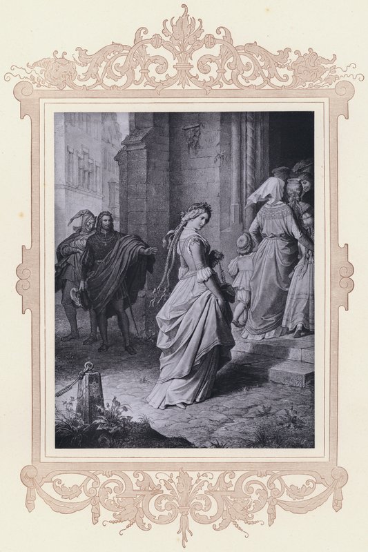 Gretchen, templomba jár (litho) alkotó: Wilhelm von (after) Kaulbach
