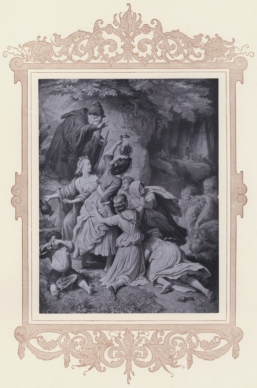 Lány az erdőben, a hűséges Eckart (litho) alkotó: Wilhelm von (after) Kaulbach