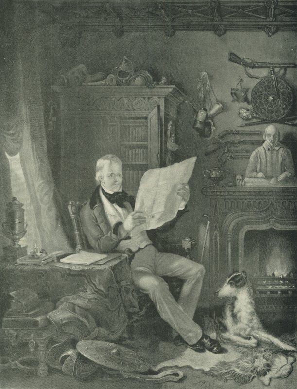 Sir Walter Scott Abbotsfordban (mélynyomás) alkotó: William Allan
