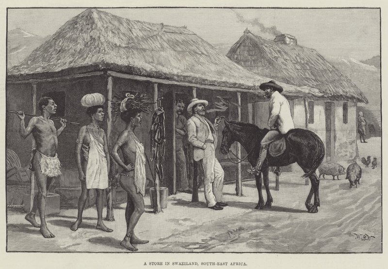 Egy üzlet Szváziföldön, Délkelet-Afrikában alkotó: William Barnes Wollen