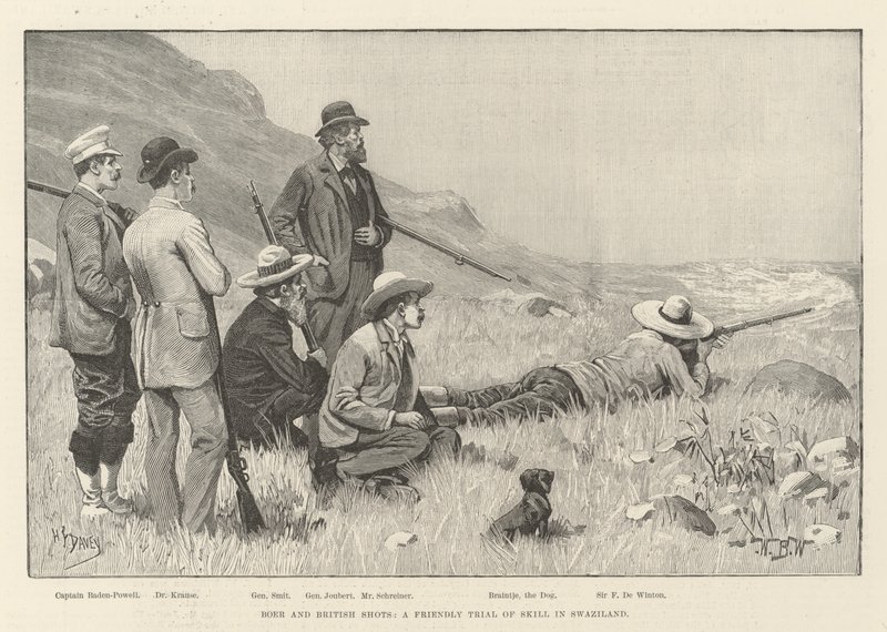 Boer and British Shots, a készség barátságos próbatétele Szváziföldön alkotó: William Barnes Wollen