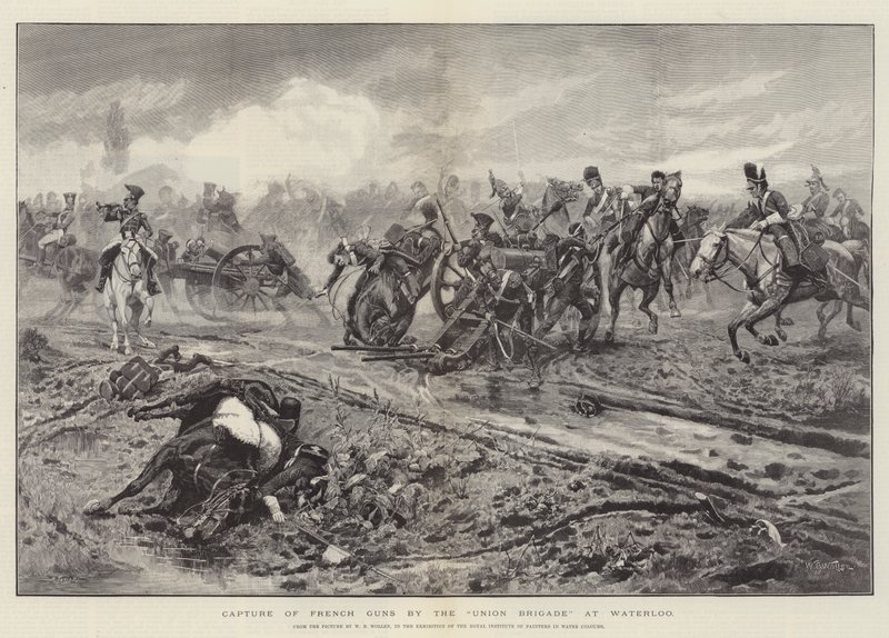 Francia fegyverek elfogása az Union Brigád által Waterlooban alkotó: William Barnes Wollen