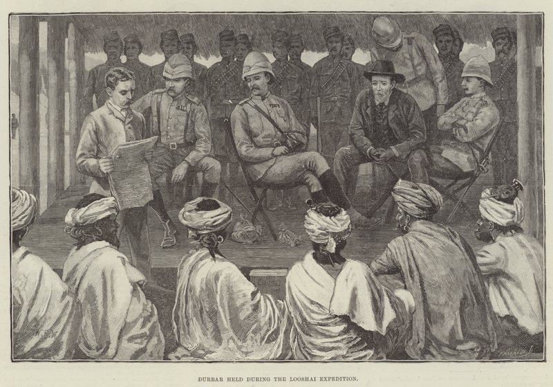 Durbar a Looshai Expedíció alatt alkotó: William Barnes Wollen