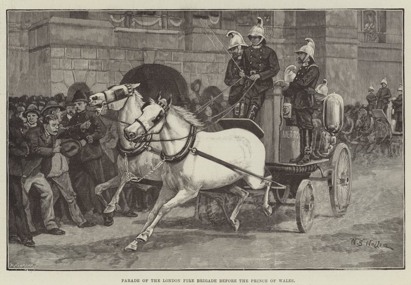 A londoni tűzoltóság felvonulása a walesi herceg előtt alkotó: William Barnes Wollen