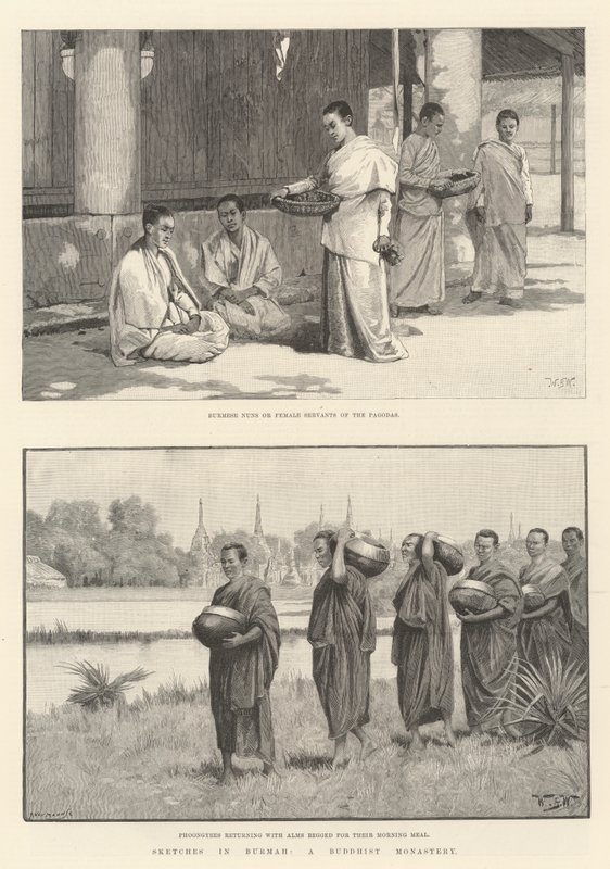 Vázlatok Burmában, egy buddhista kolostorban alkotó: William Barnes Wollen