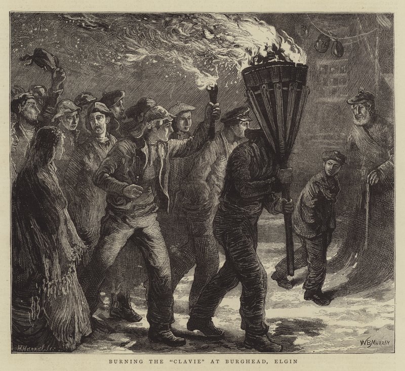 A Clavie felgyújtása Burgheadben, Elginben alkotó: William Bazett Murray