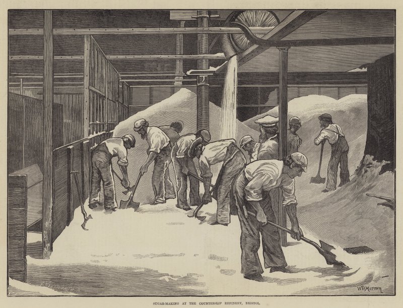 Cukorgyártás a Counterslip Finomítóban, Bristol alkotó: William Bazett Murray