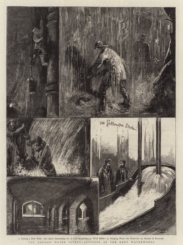 A londoni vízellátás, jegyzetek a kenti vízműveknél alkotó: William Bazett Murray